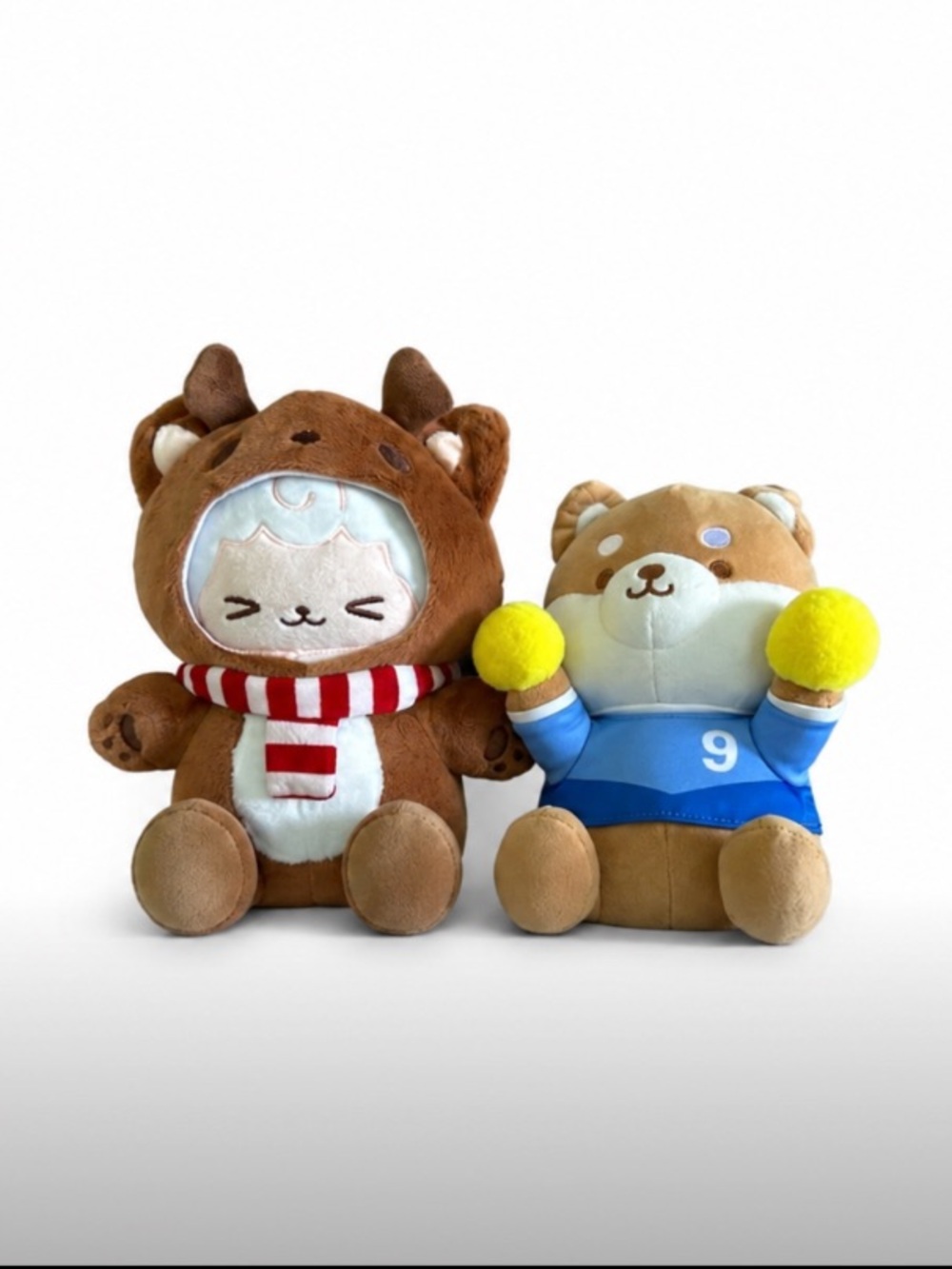 Adorable Brown and Blue Stuffed Animal Pair Miniso